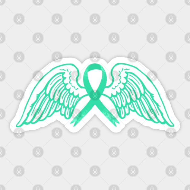 Teal Awareness Ribbon with Angel Wings Sticker by CaitlynConnor
